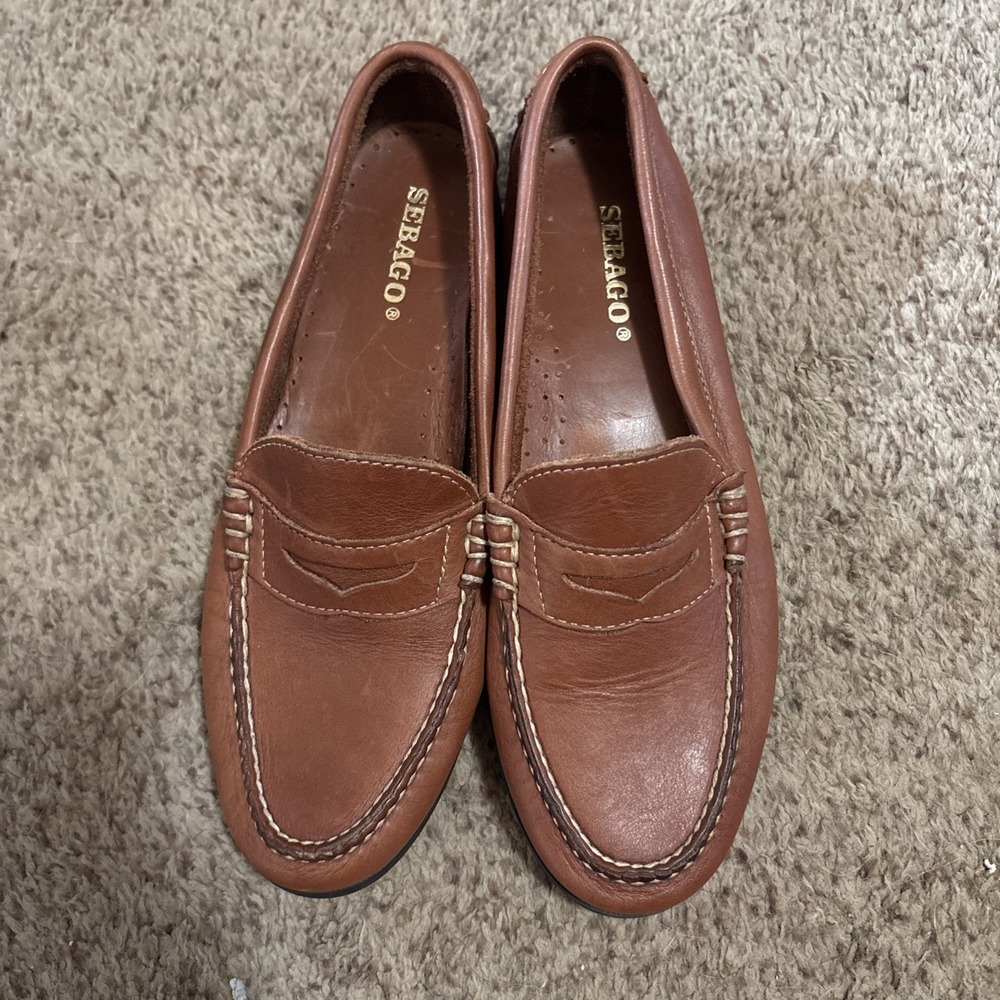 Sebago Shoes Womens 9 M Penny Loafers Leather Slip On Casual Comfort Brown 62452
